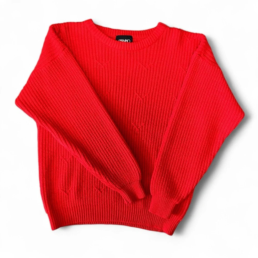 Vintage Fabriano Acrylic Sweater Chunky Knit Tomato Red Women’s Medium
